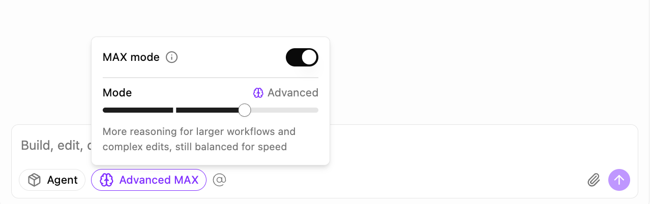 MyPilot mode selection showing Advanced mode with MAX toggle