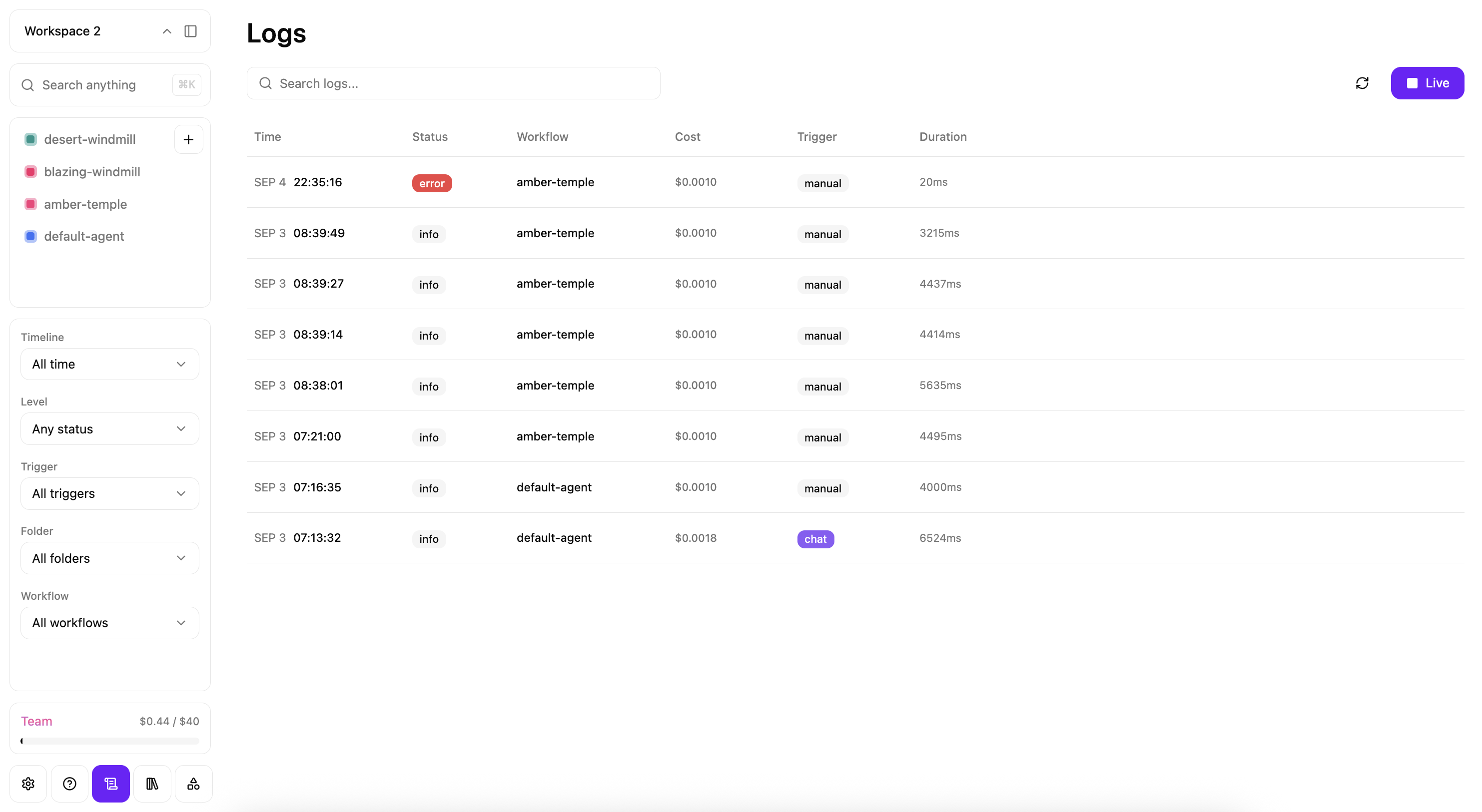 Logs Page